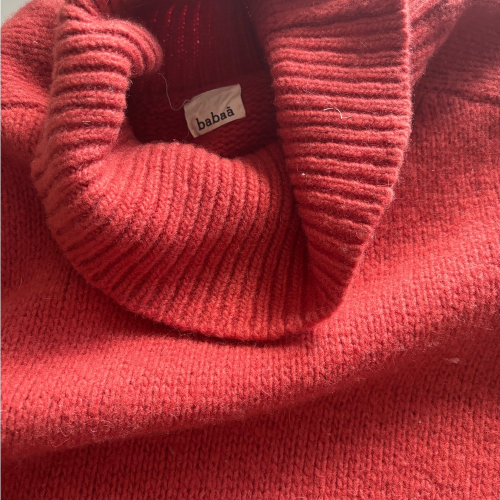 Babaa Women's Cowl Neck Sweater in Rich Red